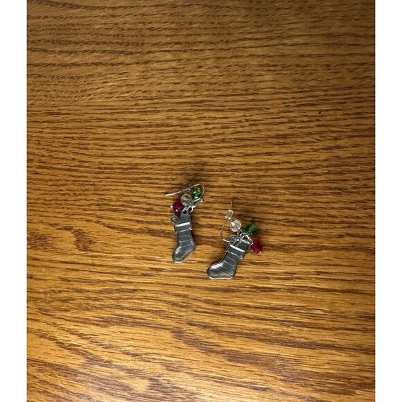 Christmas Stocking Earrings - Dangle - Enamel - Colorful And Detailed - Picture 2 of 2
